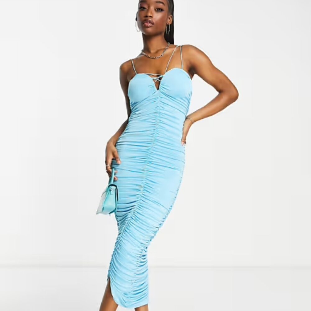 Rare London Ruched Midi Dress